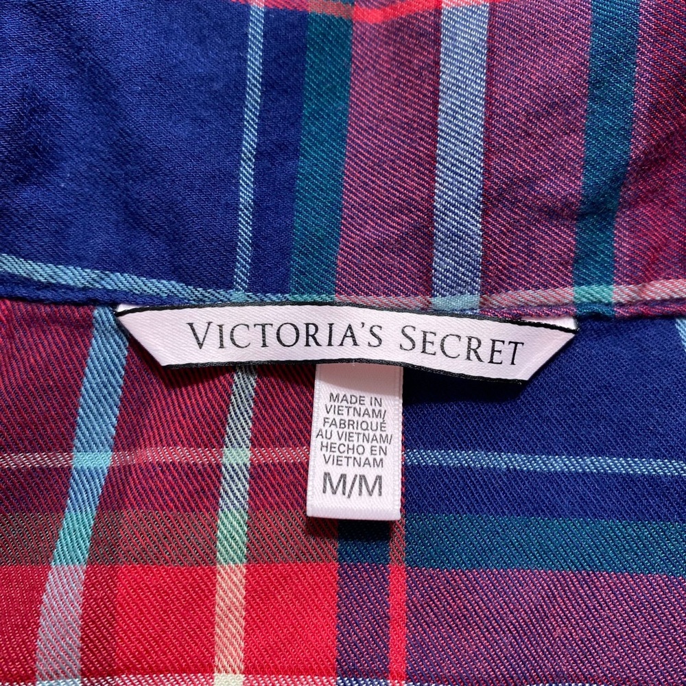 Victoria's Secret Womens Plaid Long‎ Sleeve Button Up Pajama Top Size Medium - Picture 6 of 10
